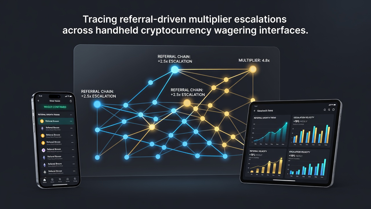 Dashboard view of blockchain analytics showing referral chain growth and multiplier escalation metrics